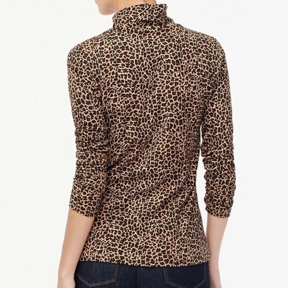 J.Crew Leopard Print Long Sleeve Turtleneck Top size large 100% Cotton Womens - Picture 6 of 6